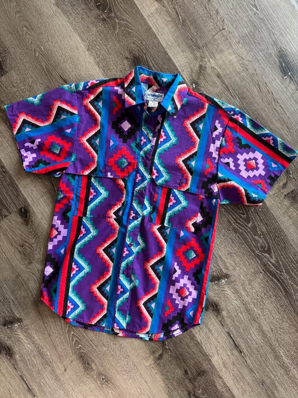 Vintage 1990s Wrangler Hero Collection Southwestern Aztec 100% Cotton Shirt S